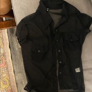 Black Sheer Button-Up shirt